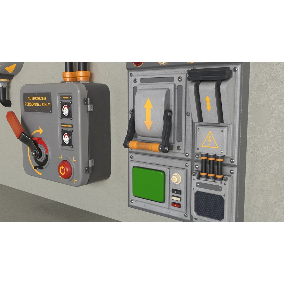 Control Panel 3D Model – Low Poly PBR Textured Kit, FBX & OBJ - View 13