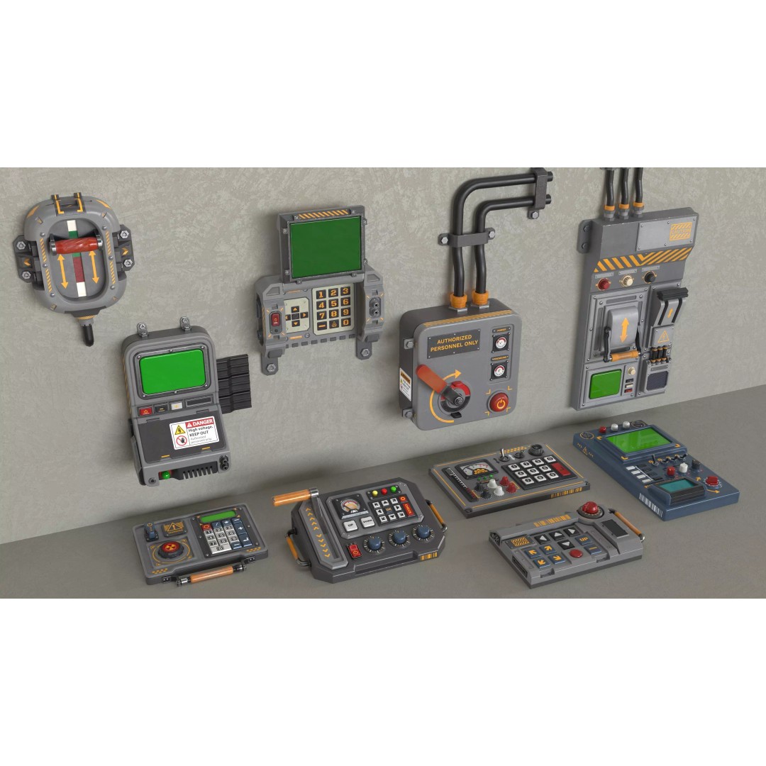 Control Panel 3D Model – Low Poly PBR Textured Kit, FBX & OBJ - View 2