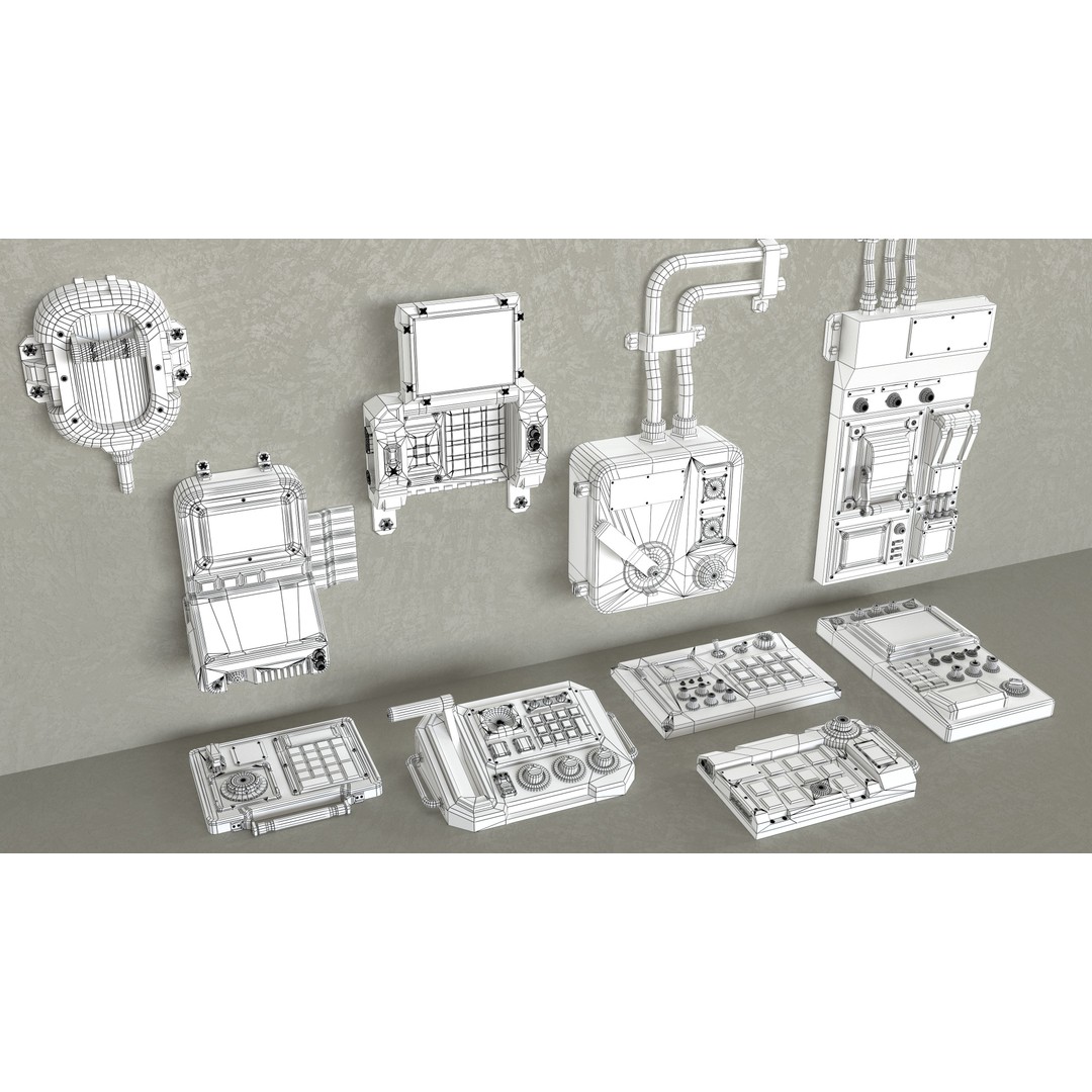 Control Panel 3D Model – Low Poly PBR Textured Kit, FBX & OBJ - View 3