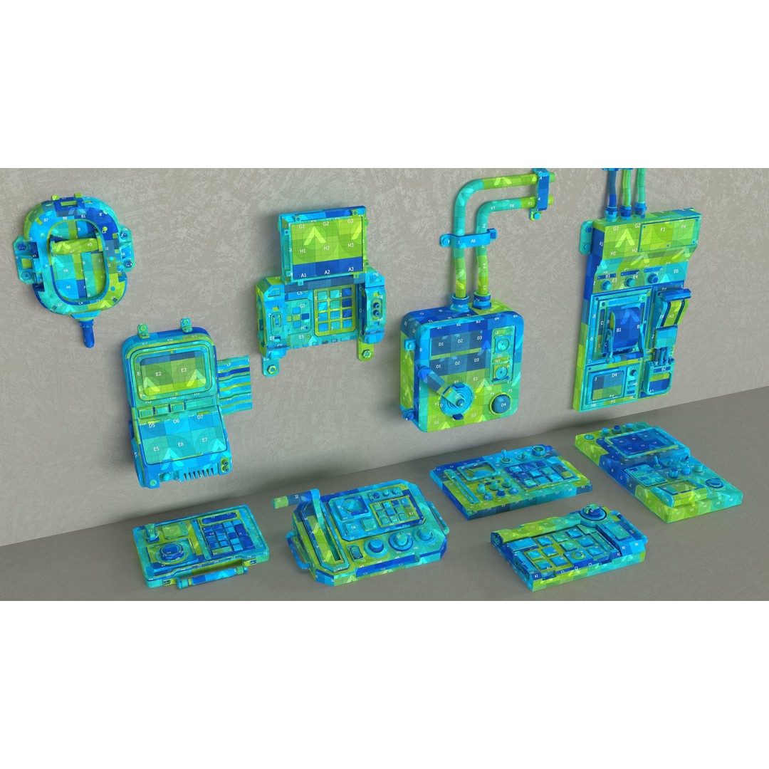 Control Panel 3D Model – Low Poly PBR Textured Kit, FBX & OBJ - View 4