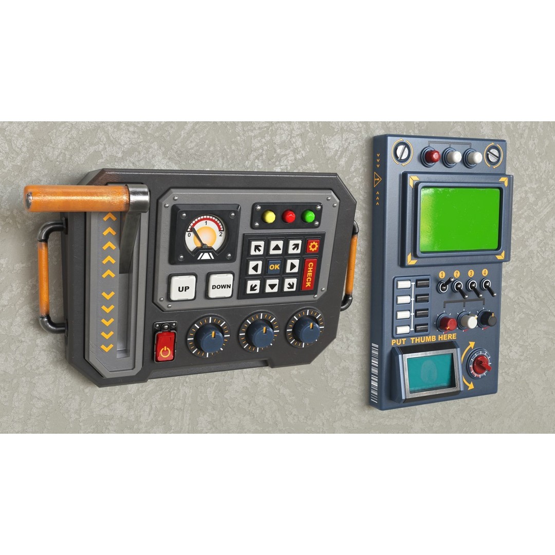 Control Panel 3D Model – Low Poly PBR Textured Kit, FBX & OBJ - View 6