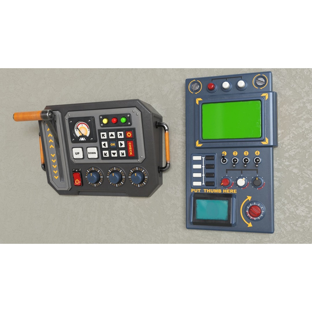 Control Panel 3D Model – Low Poly PBR Textured Kit, FBX & OBJ - View 7
