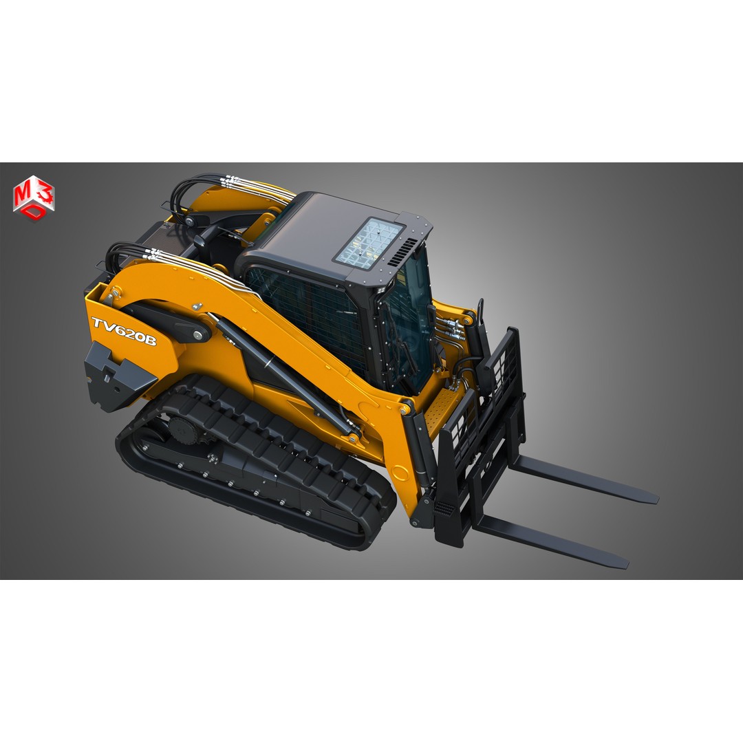 TV620B Compact Track Loader 3D Model – High Poly Vehicle Asset, FBX