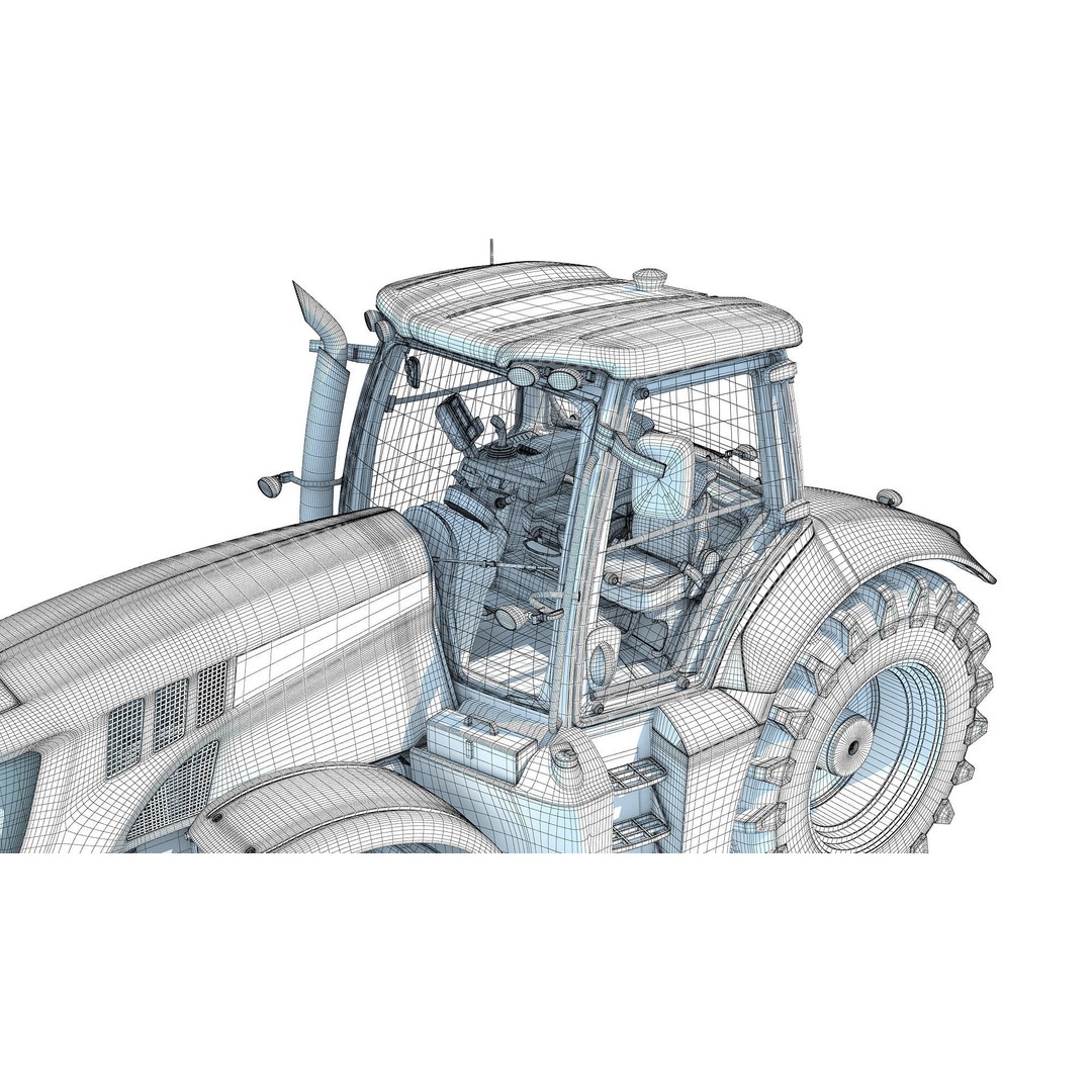 Farm Tractor 3D Model – High-Resolution Industrial Asset, FBX, OBJ