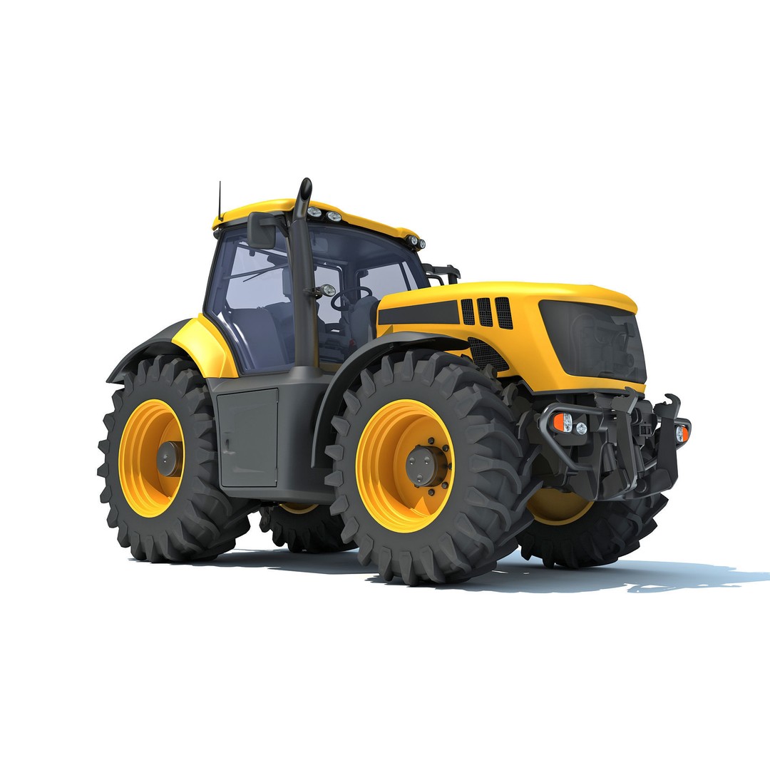 Farm Tractor 3D Model – High-Resolution Industrial Asset, FBX, OBJ - View 11
