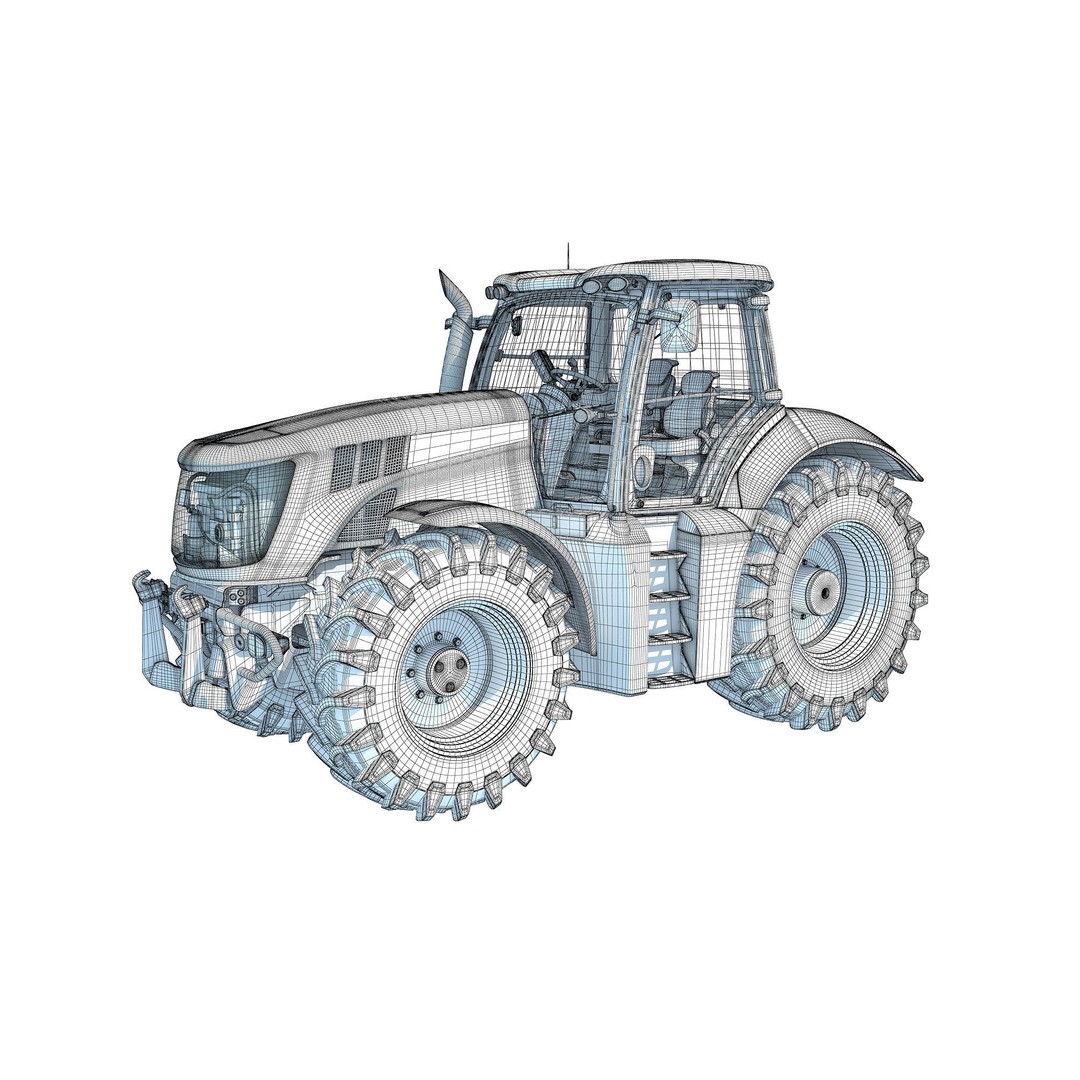 Farm Tractor 3D Model – High-Resolution Industrial Asset, FBX, OBJ - View 19