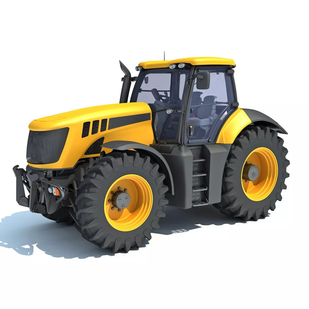 Farm Tractor 3D Model – High-Resolution Industrial Asset, FBX, OBJ - View 2