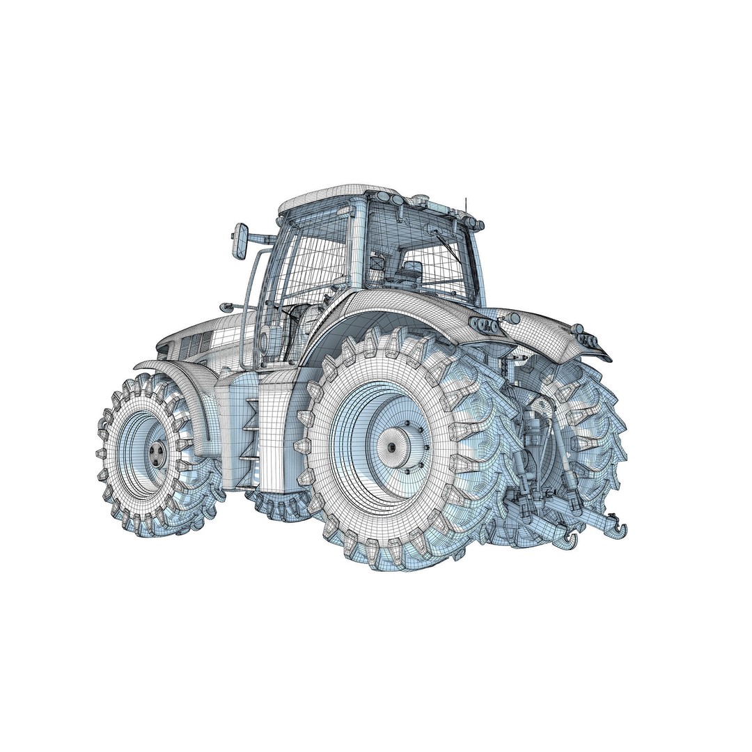 Farm Tractor 3D Model – High-Resolution Industrial Asset, FBX, OBJ - View 20