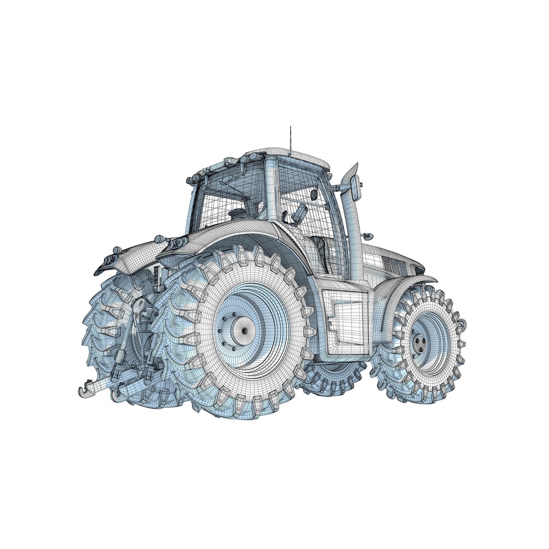 Farm Tractor 3D Model – High-Resolution Industrial Asset, FBX, OBJ - View 22