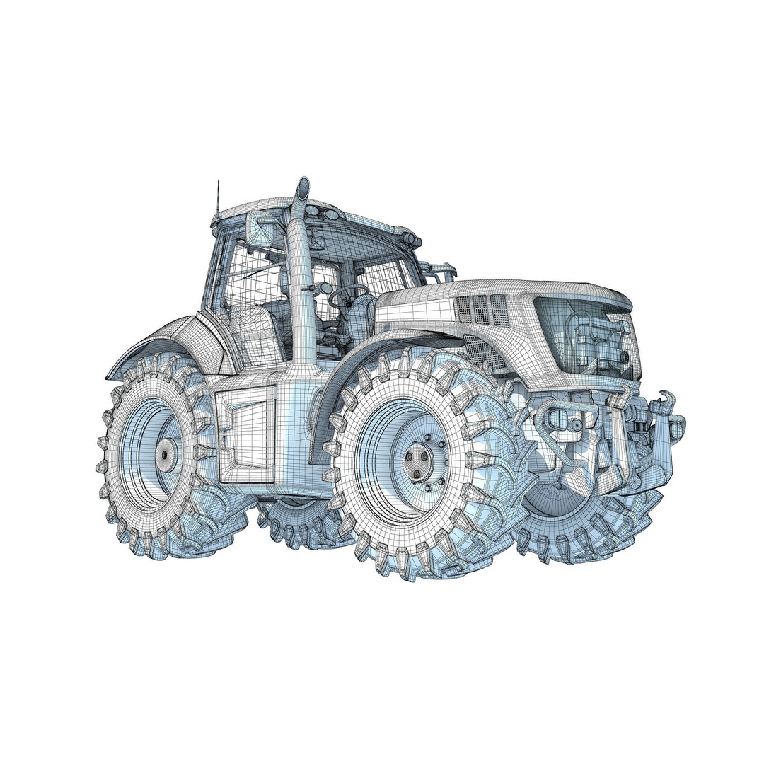 Farm Tractor 3D Model – High-Resolution Industrial Asset, FBX, OBJ - View 23