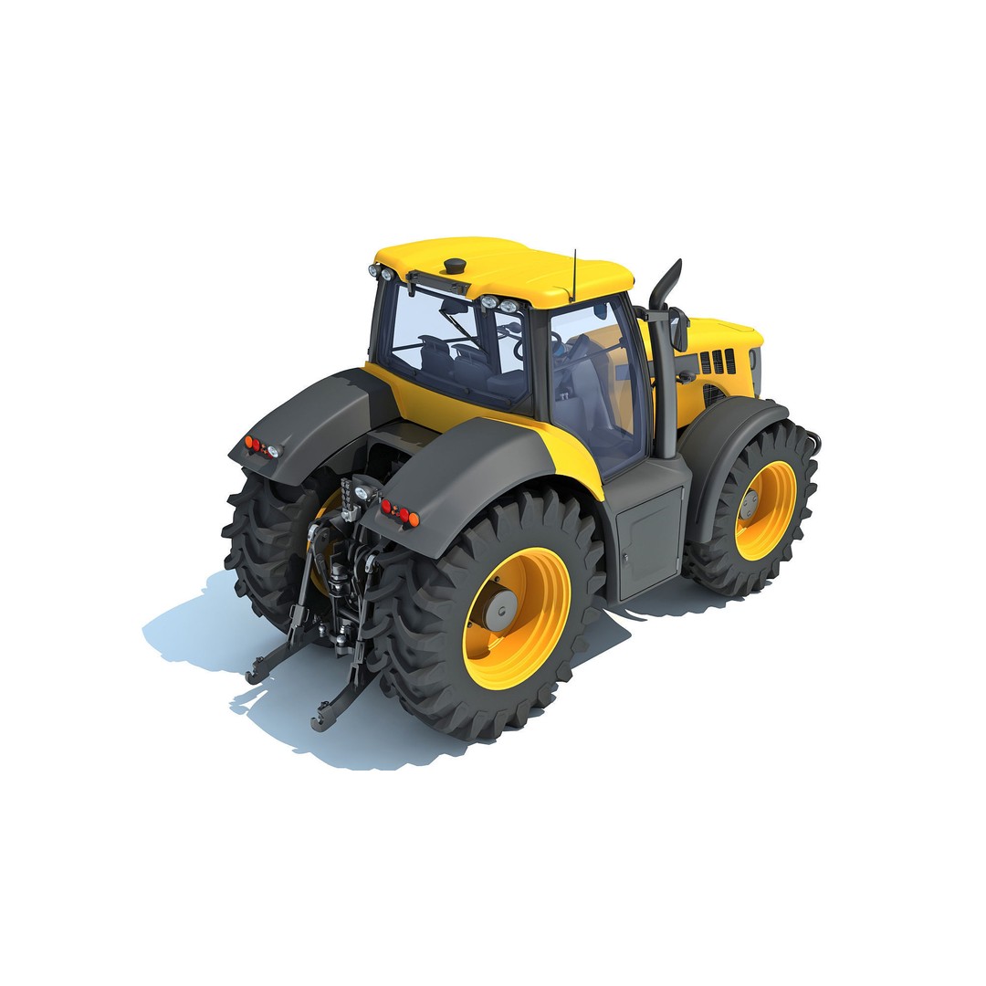 Farm Tractor 3D Model – High-Resolution Industrial Asset, FBX, OBJ - View 7