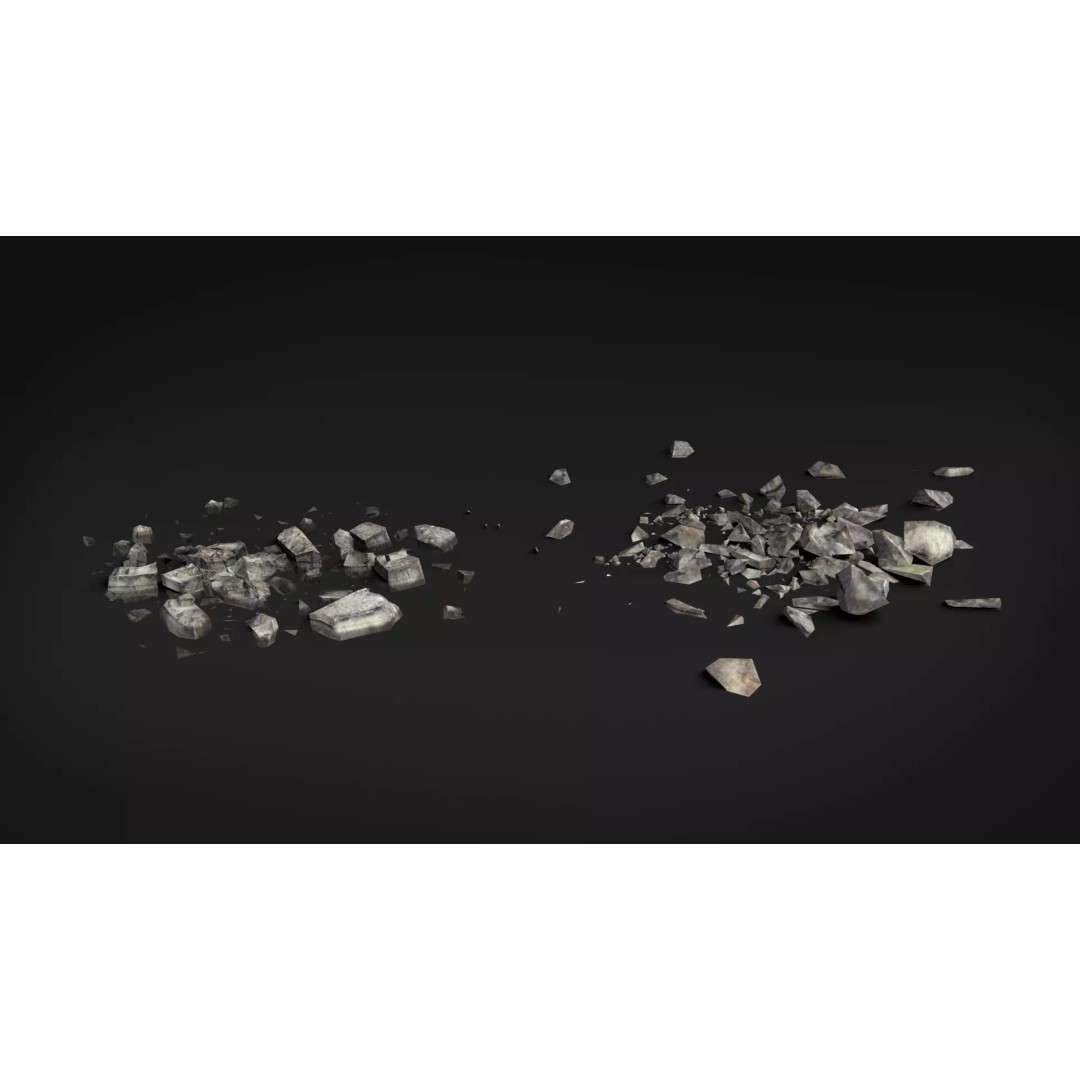 Ruined Brick Concrete Walls 3D Model – Low Poly PBR Assets, FBX - View 13
