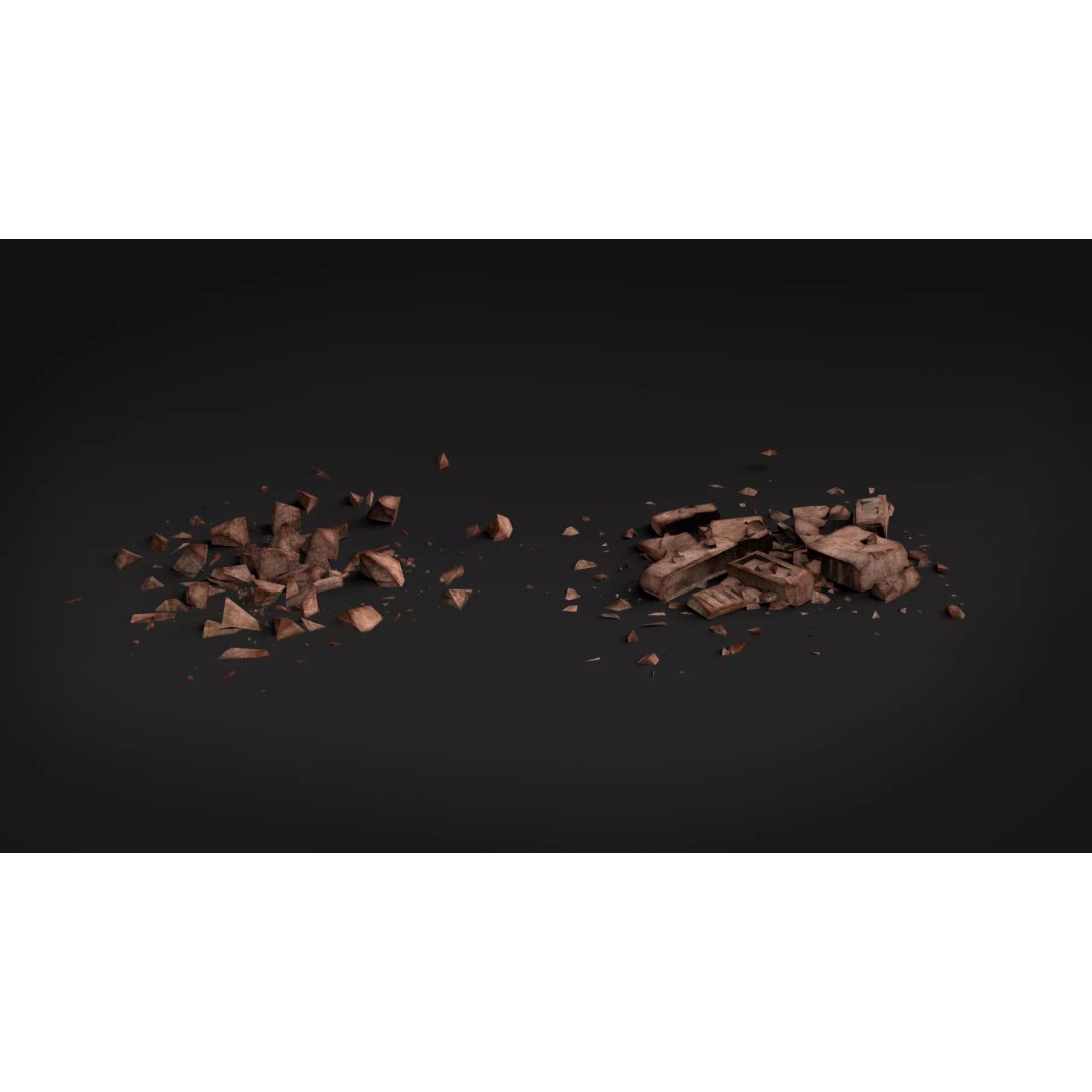 Ruined Brick Concrete Walls 3D Model – Low Poly PBR Assets, FBX - View 14