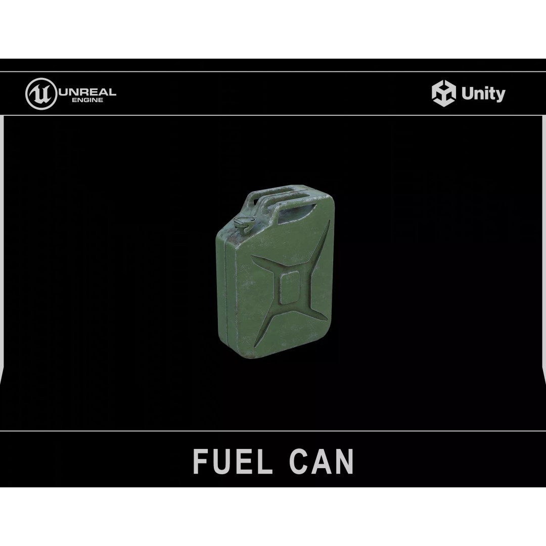 Fuel Can 3D Model – Low Poly Industrial Asset, FBX & OBJ - View 2