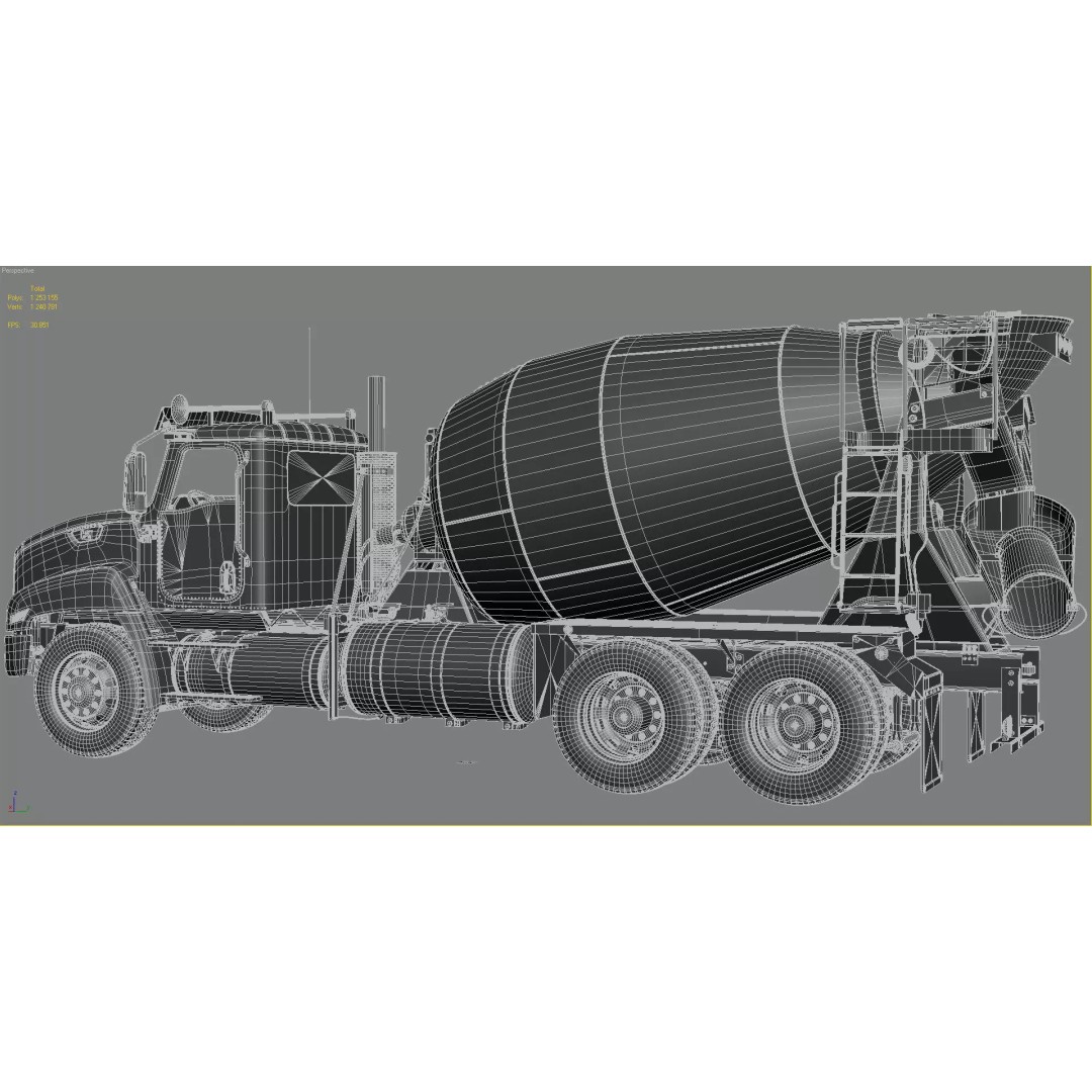 Truck Mixer 3D Model – High Poly Industrial Vehicle, FBX, OBJ, Max - View 40