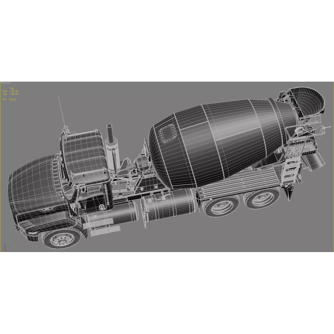 Truck Mixer 3D Model – High Poly Industrial Vehicle, FBX, OBJ, Max - View 42