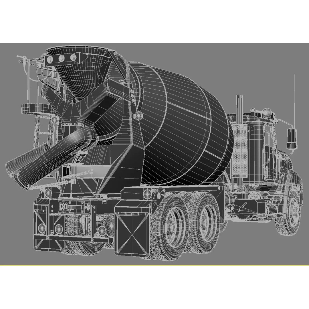 Truck Mixer 3D Model – High Poly Industrial Vehicle, FBX, OBJ, Max - View 44