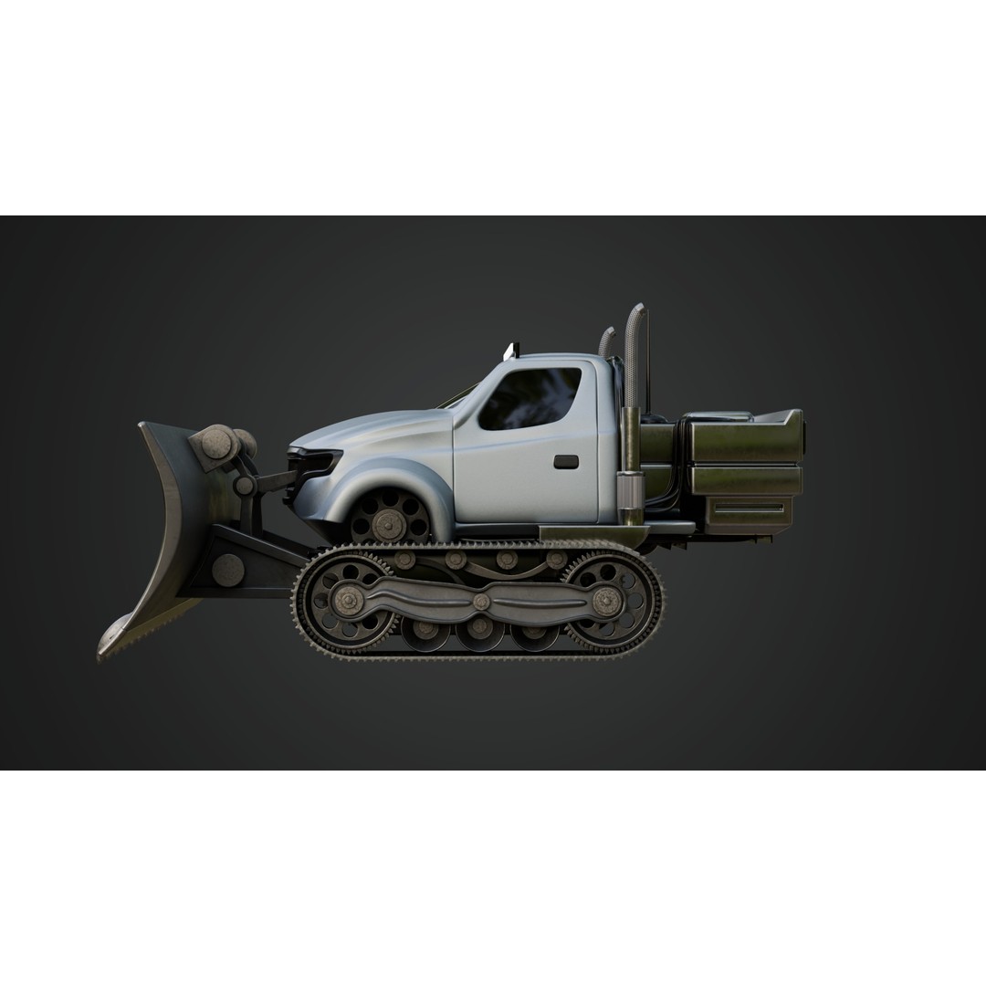 Snow Plow Truck 3D Model – PBR Industrial Vehicle with Textures - View 13