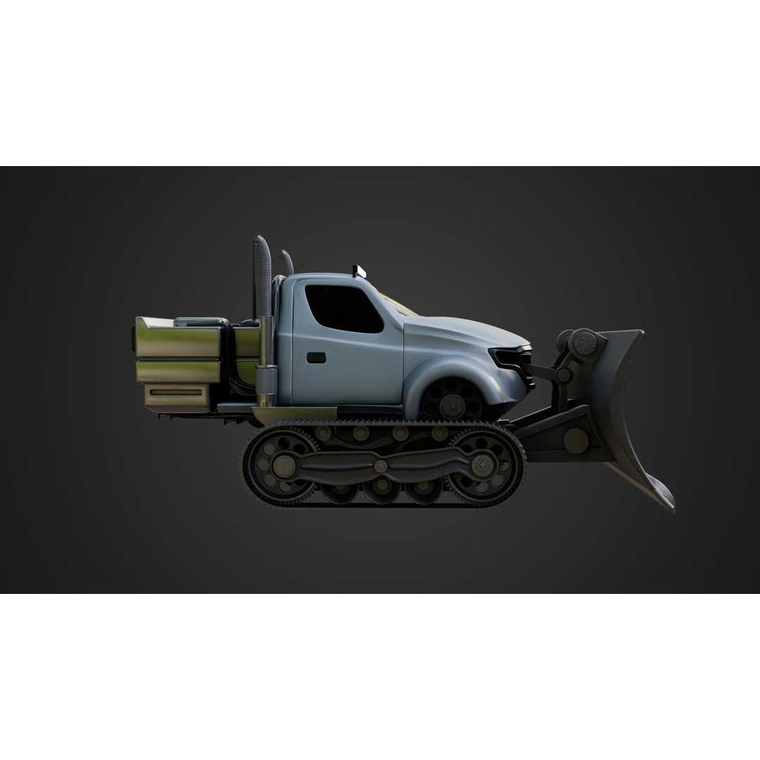 Snow Plow Truck 3D Model – PBR Industrial Vehicle with Textures - View 14