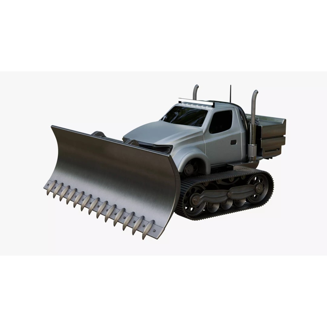 Snow Plow Truck 3D Model – PBR Industrial Vehicle with Textures - View 2