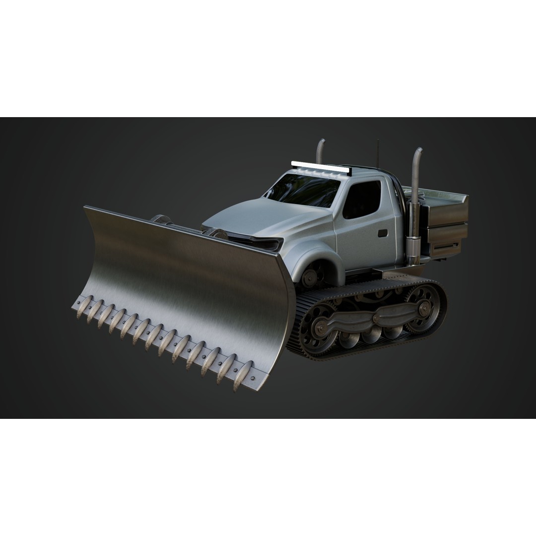 Snow Plow Truck 3D Model – PBR Industrial Vehicle with Textures - View 3