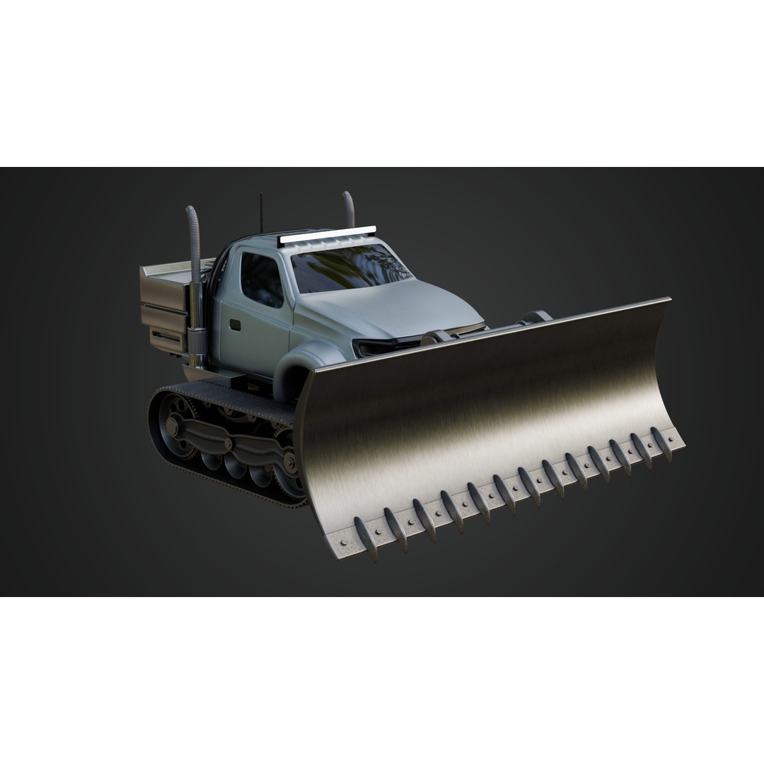 Snow Plow Truck 3D Model – PBR Industrial Vehicle with Textures - View 4