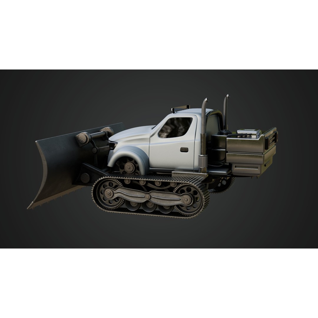 Snow Plow Truck 3D Model – PBR Industrial Vehicle with Textures - View 6
