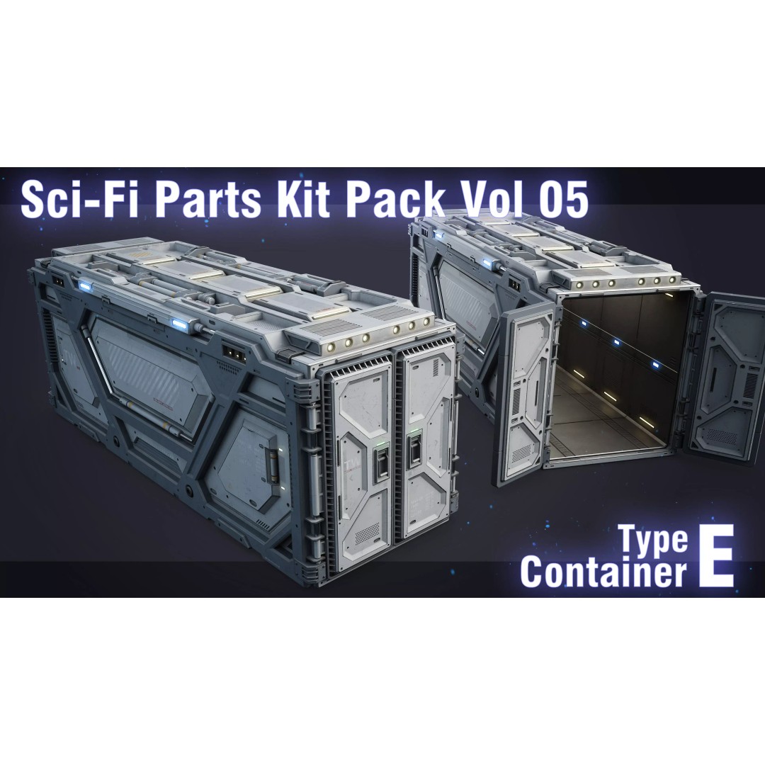Sci-Fi Container Type E 3D Model – Low Poly PBR Asset, FBX & OBJ - View 2
