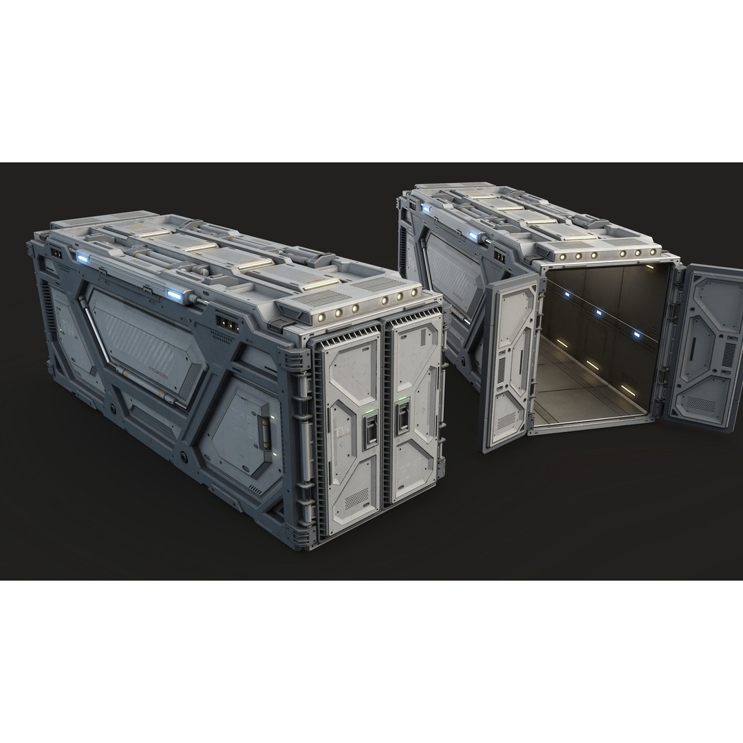 Sci-Fi Container Type E 3D Model – Low Poly PBR Asset, FBX & OBJ - View 4