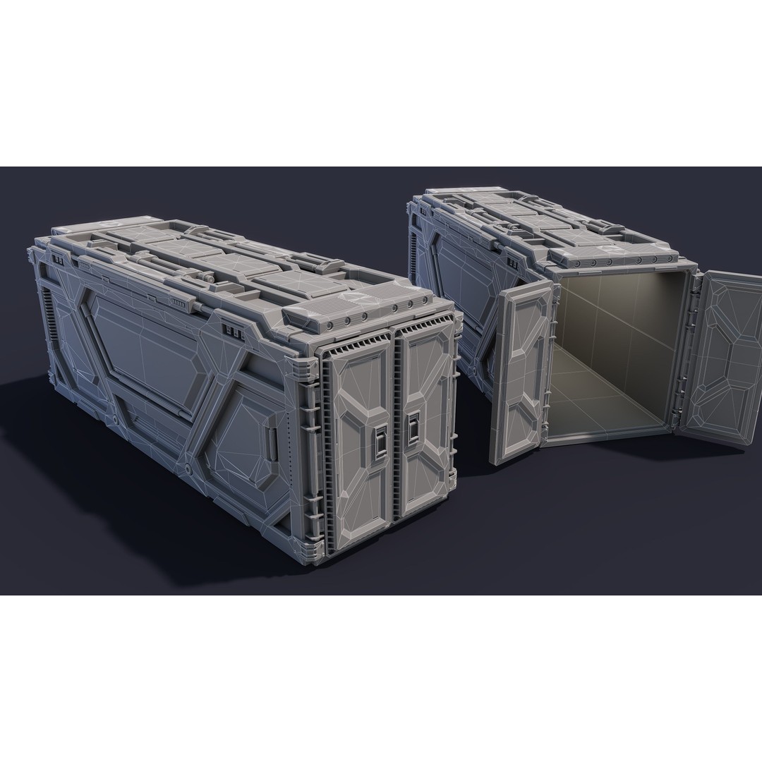 Sci-Fi Container Type E 3D Model – Low Poly PBR Asset, FBX & OBJ - View 5
