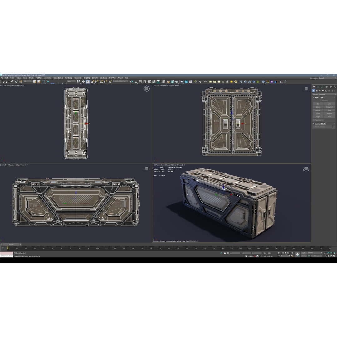 Sci-Fi Container Type E 3D Model – Low Poly PBR Asset, FBX & OBJ - View 6