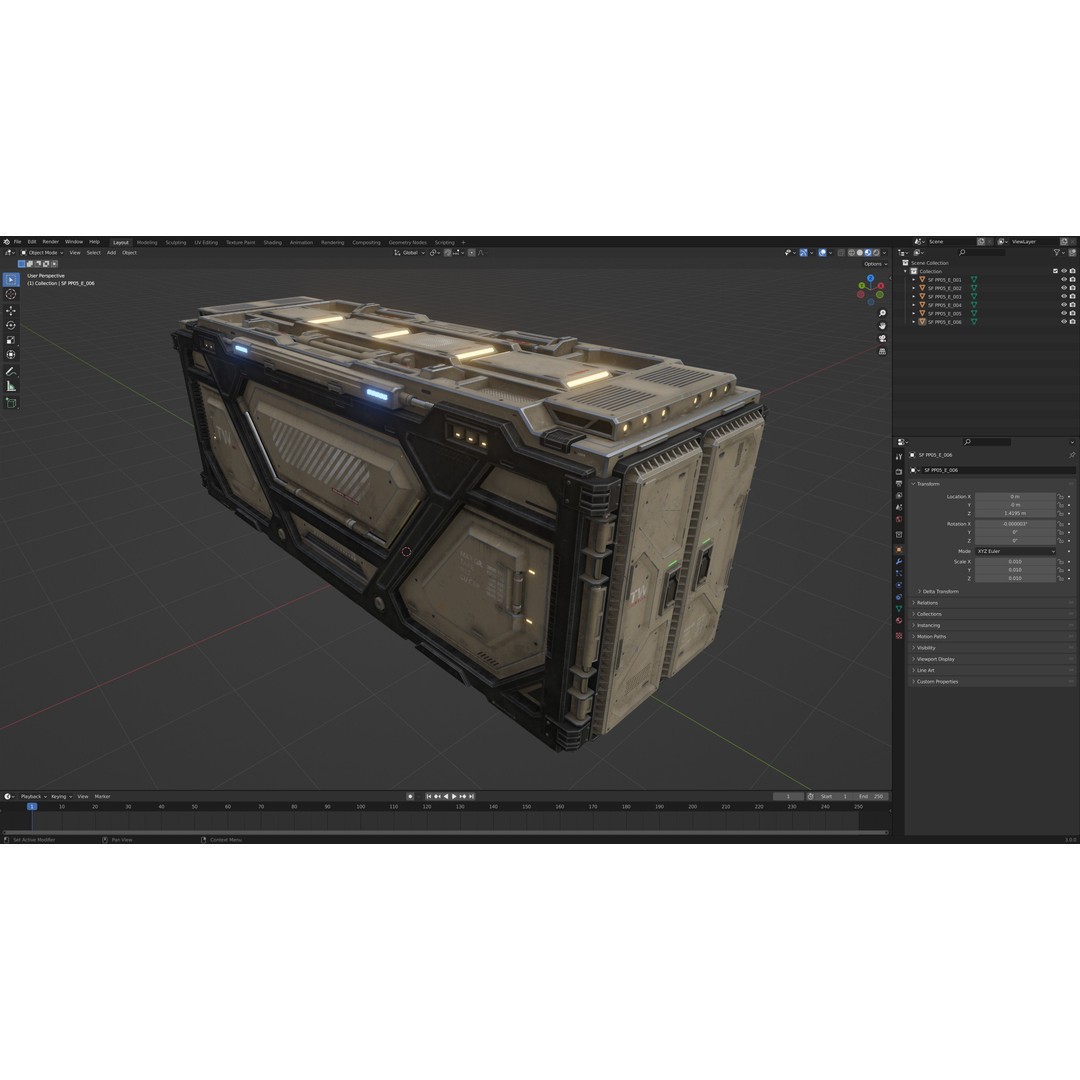 Sci-Fi Container Type E 3D Model – Low Poly PBR Asset, FBX & OBJ - View 8