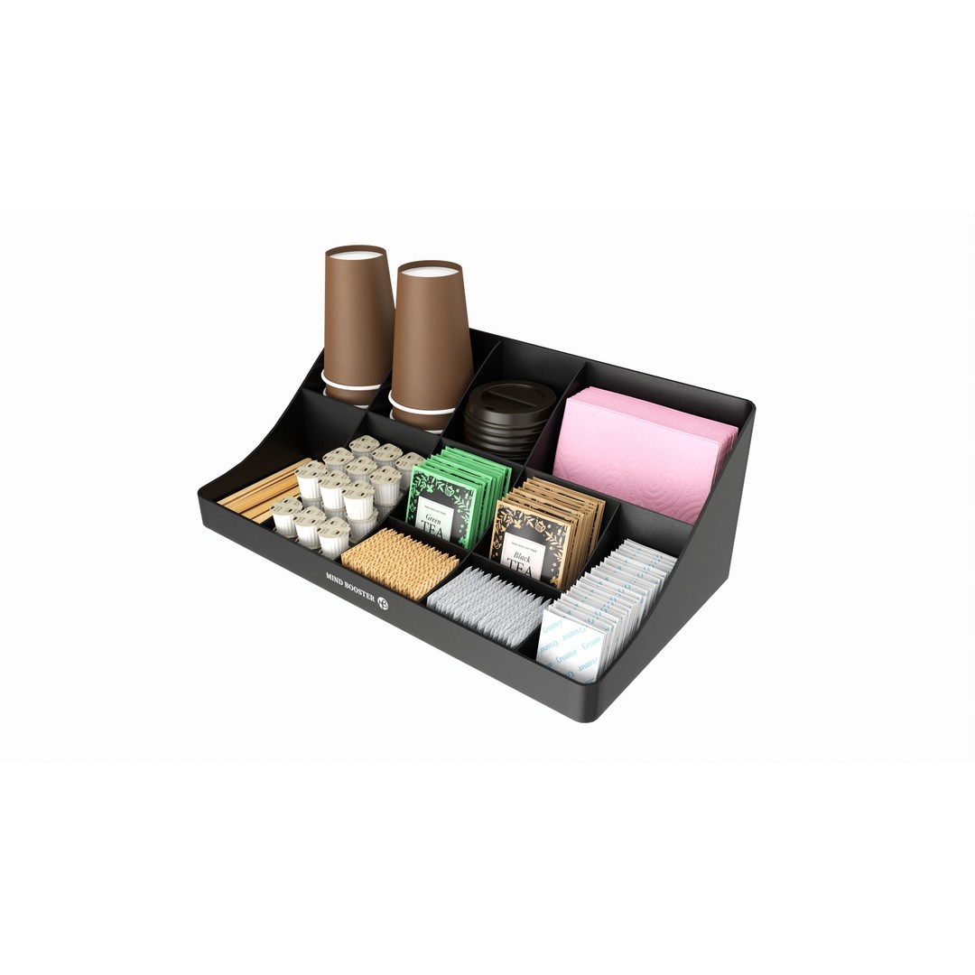 Coffee and Tea Station Organizer 3D Model – High Poly PBR Asset, FBX, OBJ - View 3