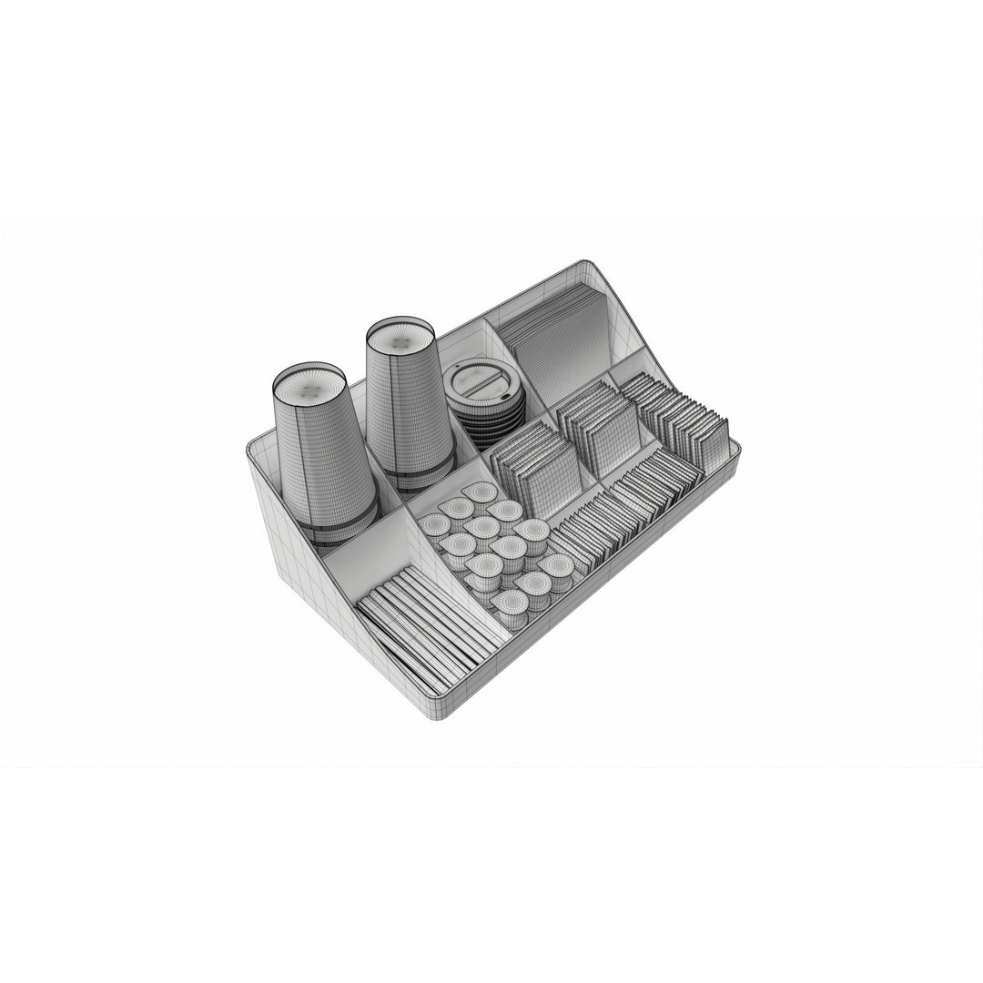 Coffee and Tea Station Organizer 3D Model – High Poly PBR Asset, FBX, OBJ - View 8