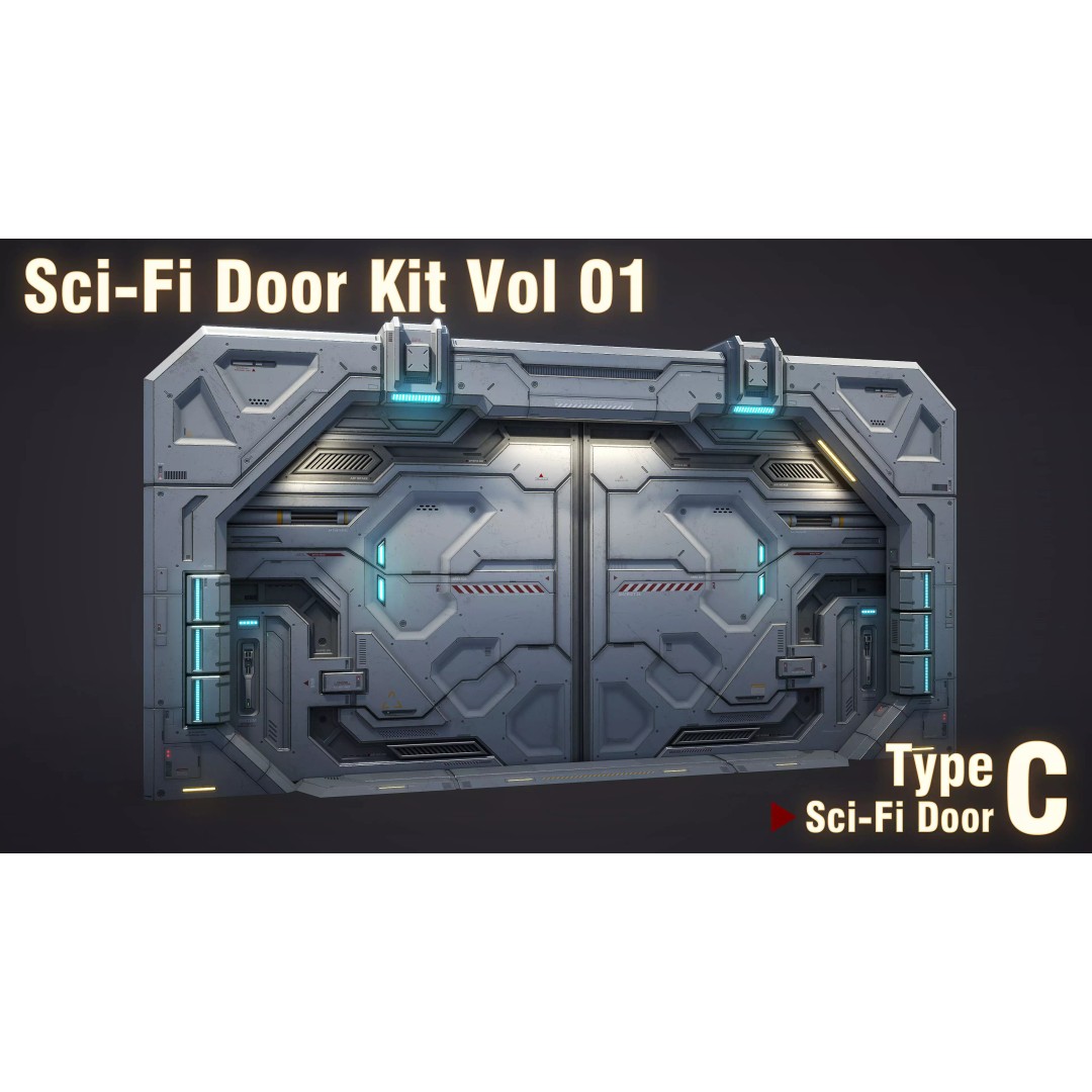 Sci-Fi Door 3D Model – Low Poly PBR Game Asset, FBX/OBJ - View 2