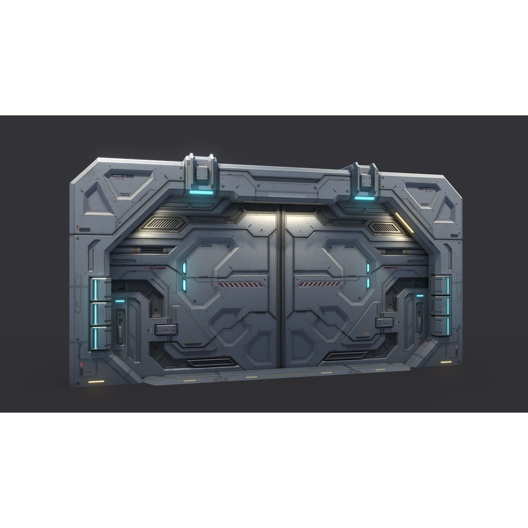 Sci-Fi Door 3D Model – Low Poly PBR Game Asset, FBX/OBJ - View 3