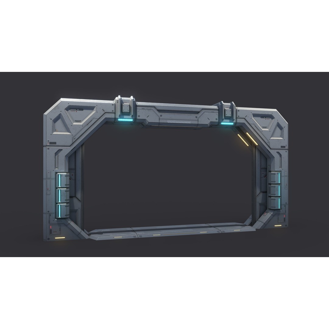Sci-Fi Door 3D Model – Low Poly PBR Game Asset, FBX/OBJ - View 4