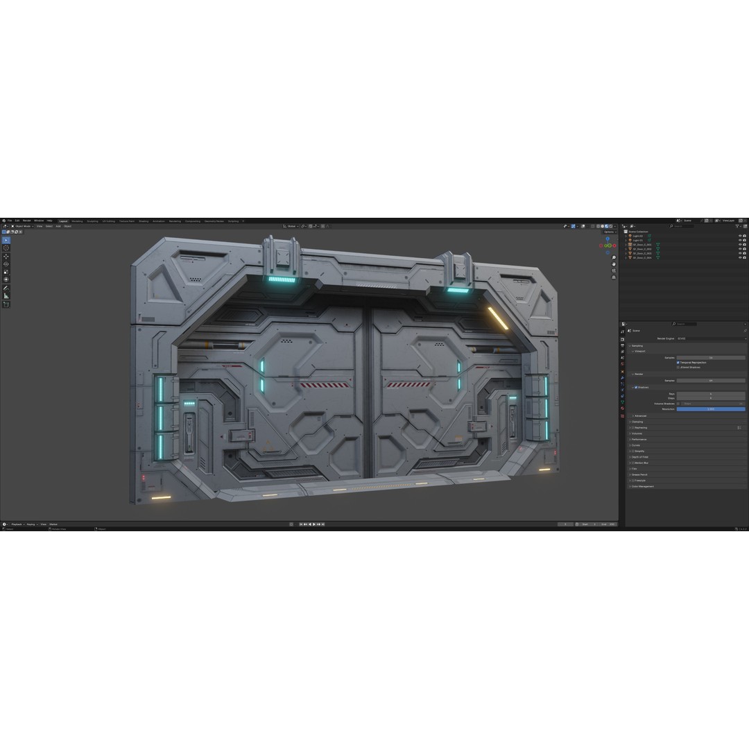 Sci-Fi Door 3D Model – Low Poly PBR Game Asset, FBX/OBJ - View 7