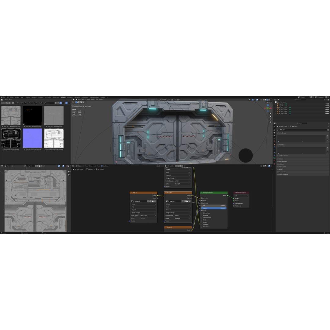 Sci-Fi Door 3D Model – Low Poly PBR Game Asset, FBX/OBJ - View 8