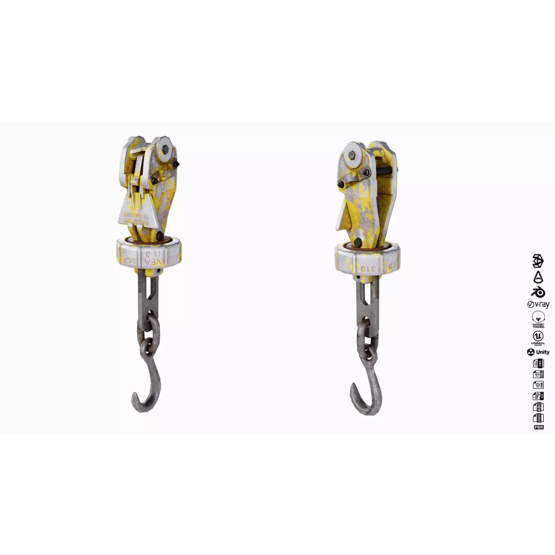 Tie Down Chain 3D Model – Low Poly PBR Asset for VR/AR - View 3