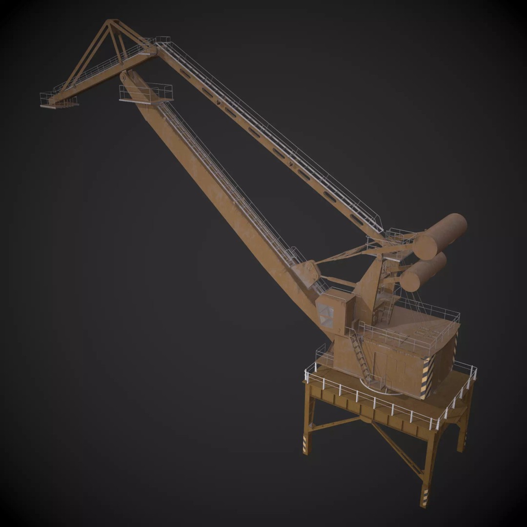 Port Crane 3D Model – Game-Ready Industrial Asset, FBX, PBR Textures - View 2