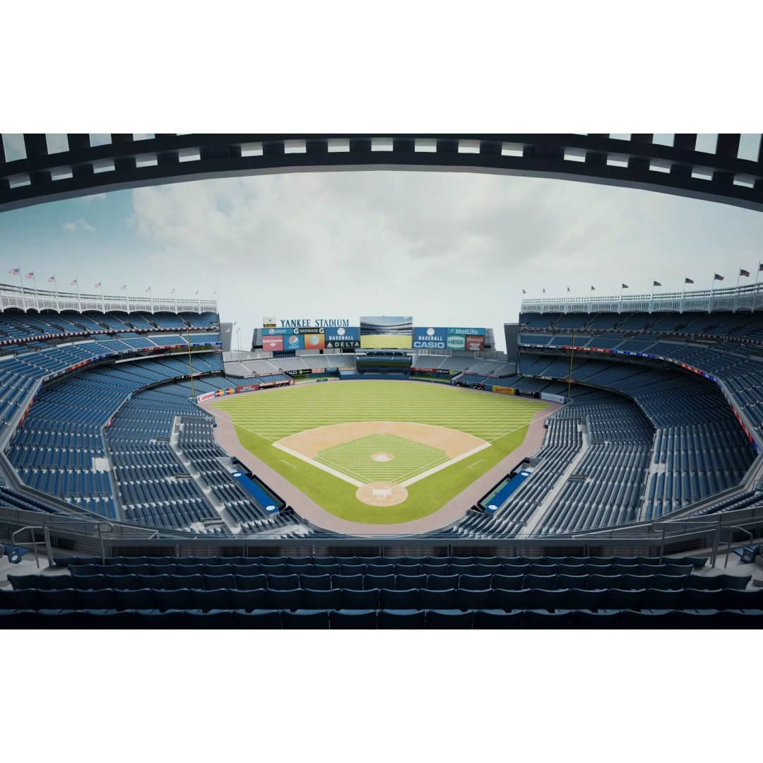 Baseball Stadium 3D Model – Low Poly Game Asset, FBX, Rigged - View 3