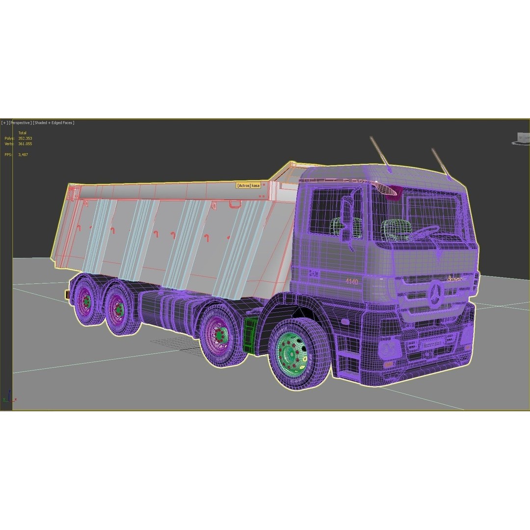 Mercedes Actros 4140 3D Model – High Poly Truck Asset, FBX, OBJ