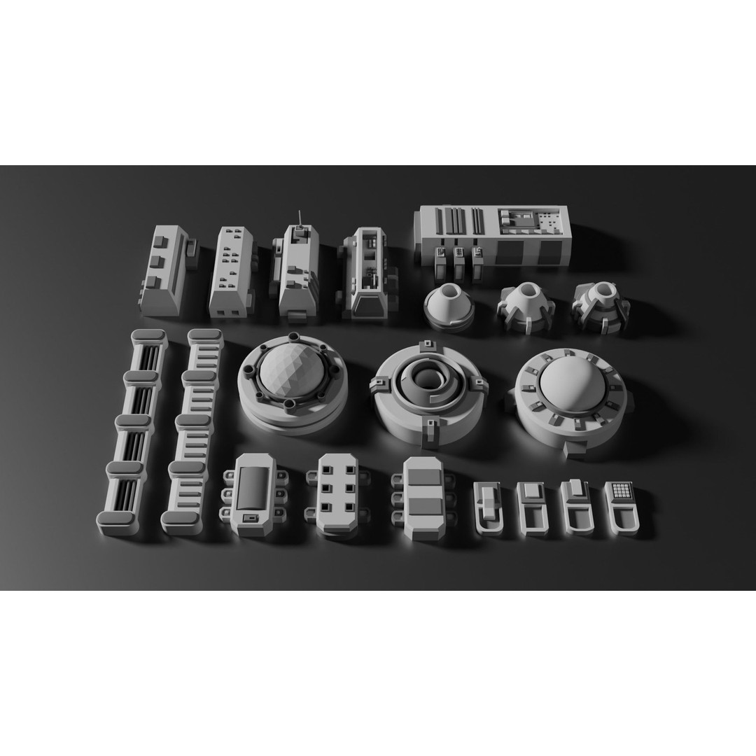 Sci-Fi Greebles Pack 1 3D Model – Industrial Detail Kit, PBR Textures - View 5