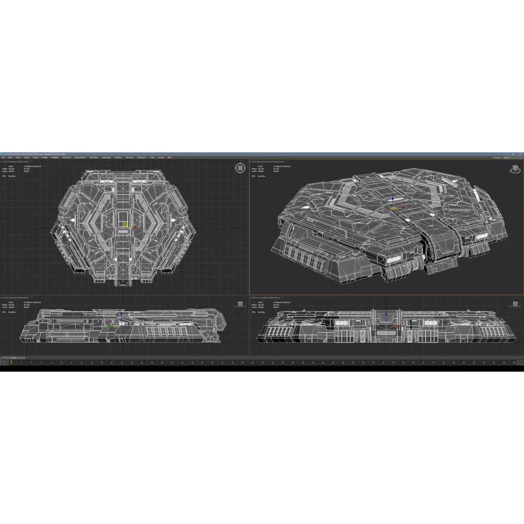 Sci-Fi Mecha Platform 3D Model – Type A Polygon Mesh, FBX, Blender - View 10