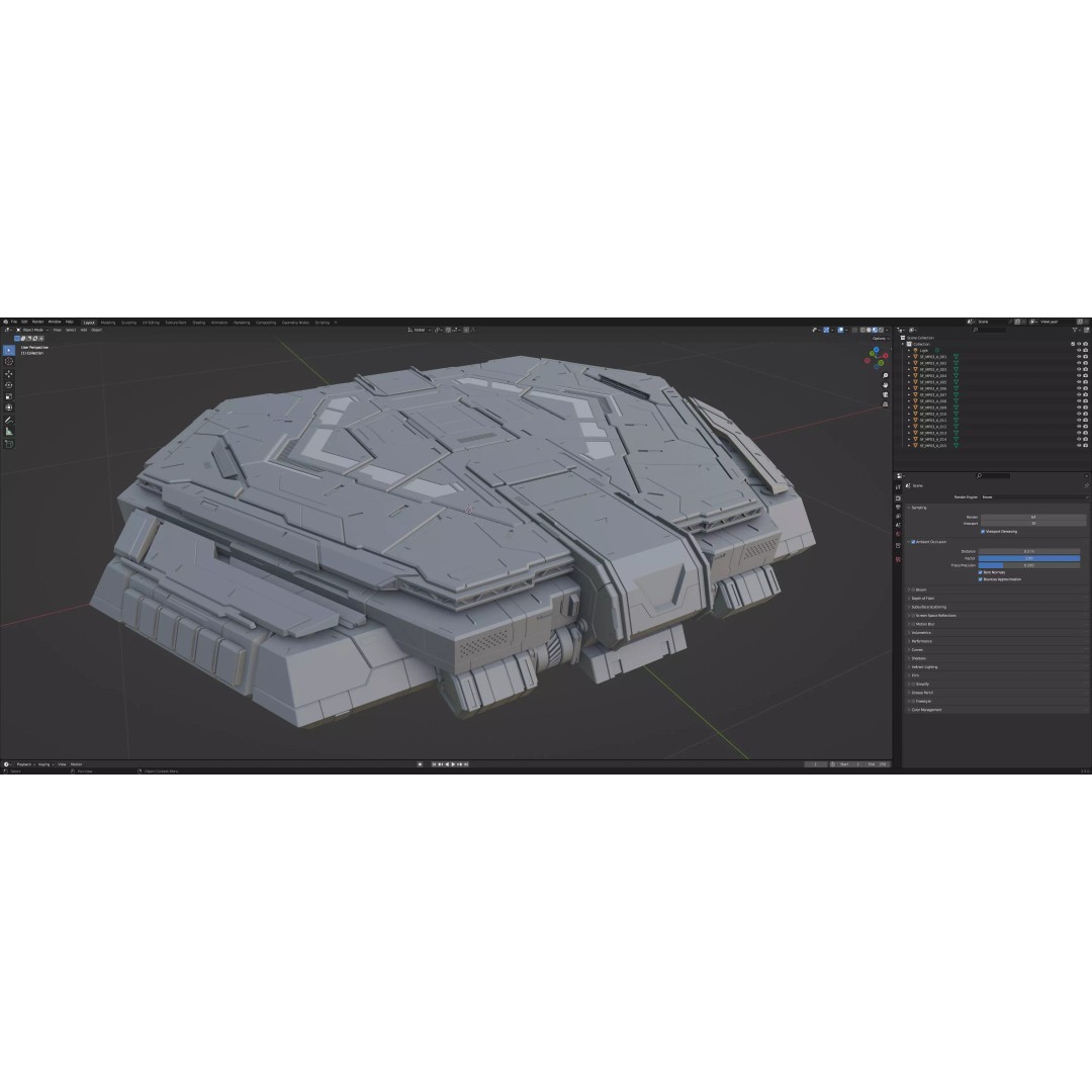 Sci-Fi Mecha Platform 3D Model – Type A Polygon Mesh, FBX, Blender - View 11