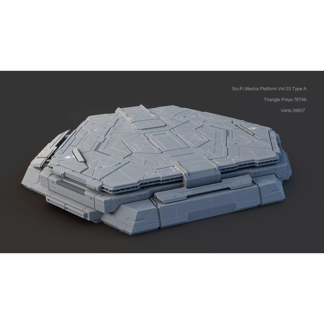 Sci-Fi Mecha Platform 3D Model – Type A Polygon Mesh, FBX, Blender - View 16
