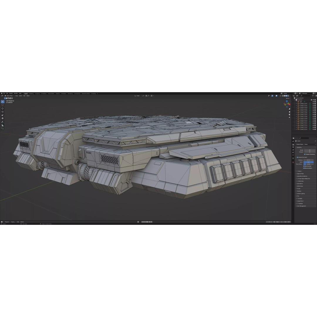 Sci-Fi Mecha Platform 3D Model – Type A Polygon Mesh, FBX, Blender - View 17