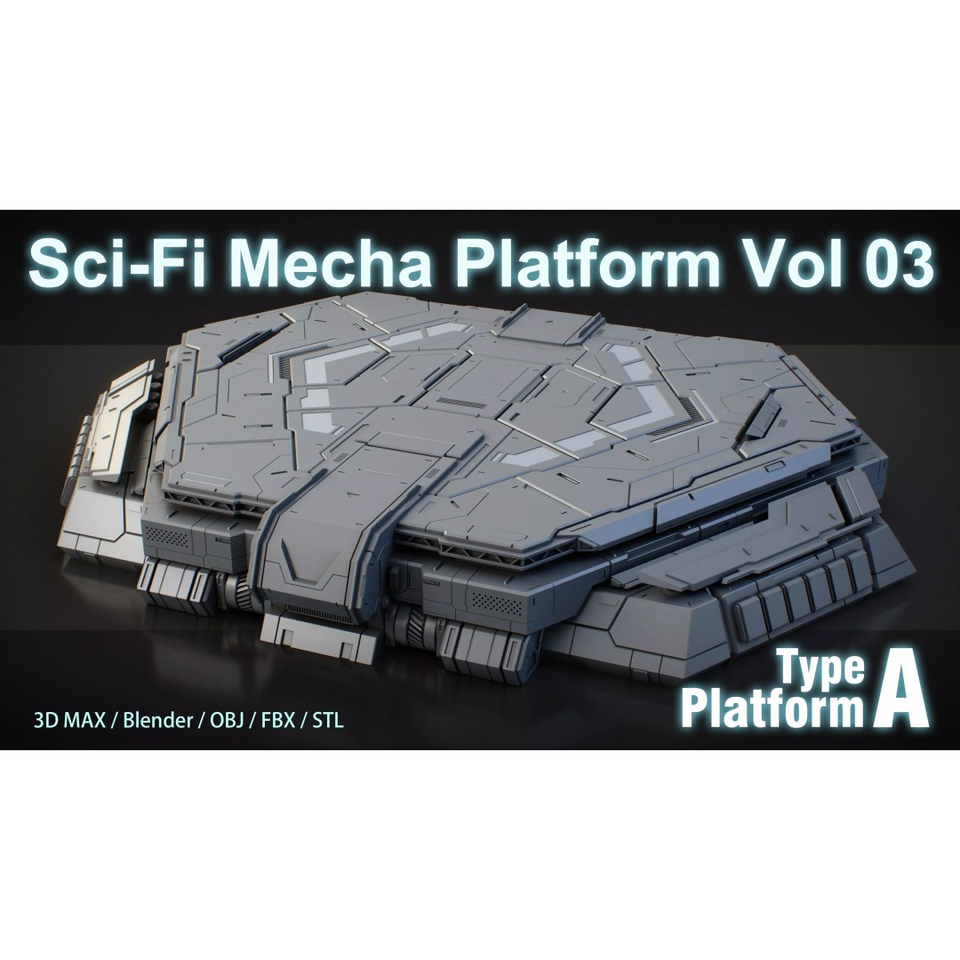 Sci-Fi Mecha Platform 3D Model – Type A Polygon Mesh, FBX, Blender - View 2