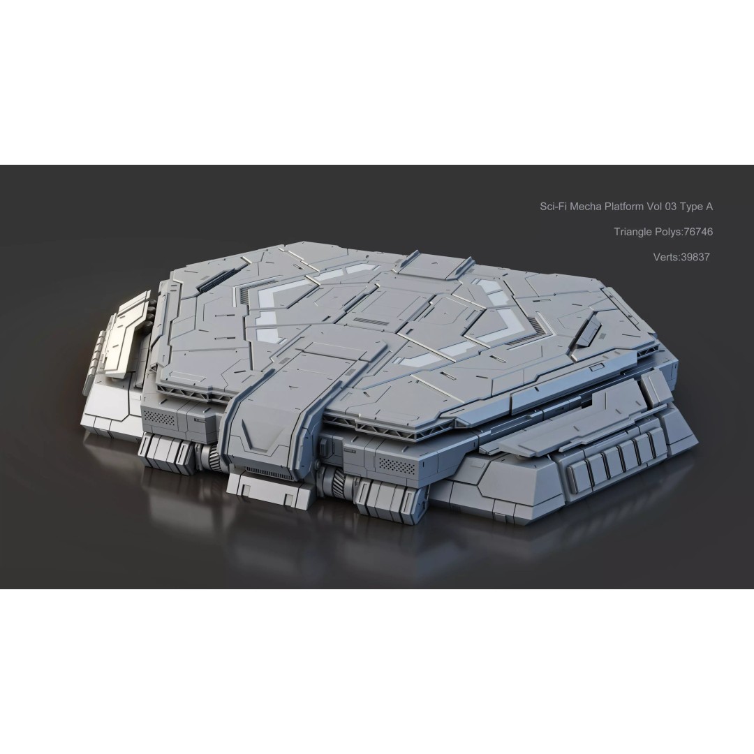 Sci-Fi Mecha Platform 3D Model – Type A Polygon Mesh, FBX, Blender - View 3